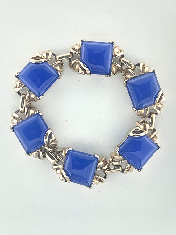 Thermoset Royal Blue Bracelet Vintage Linked Beaut