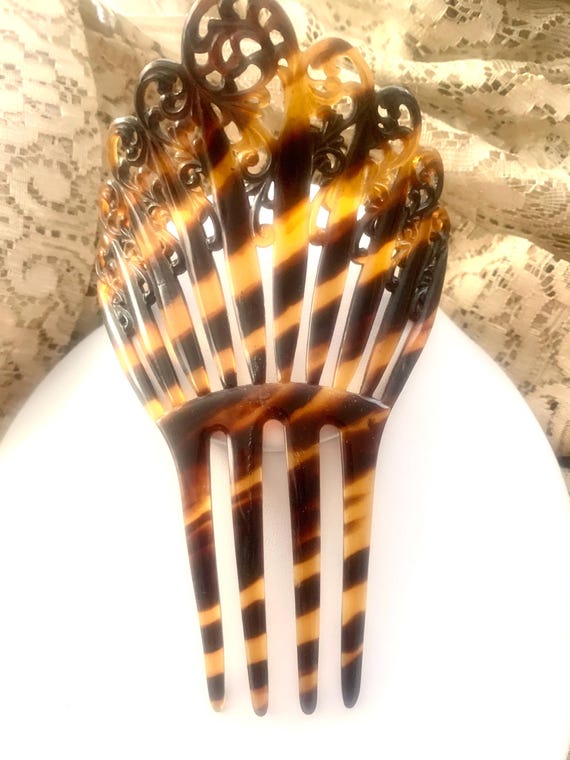 Vintage Hair Comb Faux Tortoise Shell - image 5