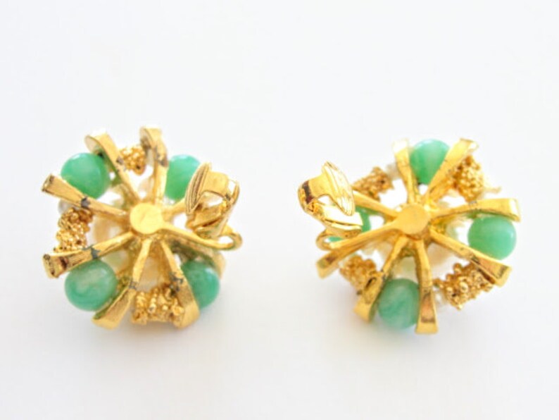 Mint Green Earrings Faux Pearls Clip Ons Nuggets Etsy