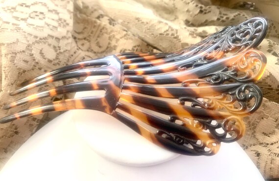 Vintage Hair Comb Faux Tortoise Shell - image 4
