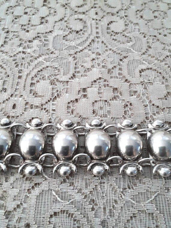 Vintage Silver Hollow Linked Bracelet Mexico 850 - image 7