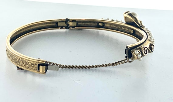 FLORENZA Ornate Bracelet Vintage Faux Pearls Lock… - image 8