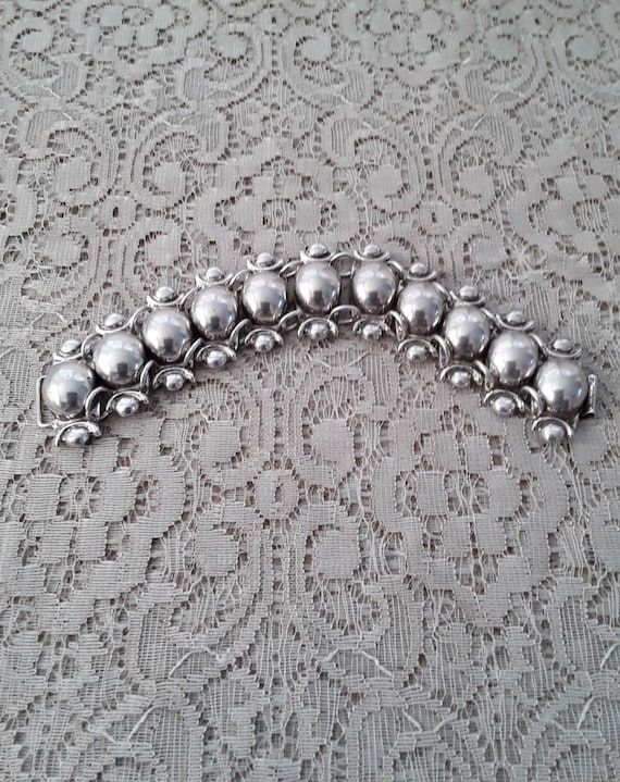 Vintage Silver Hollow Linked Bracelet Mexico 850 - image 1