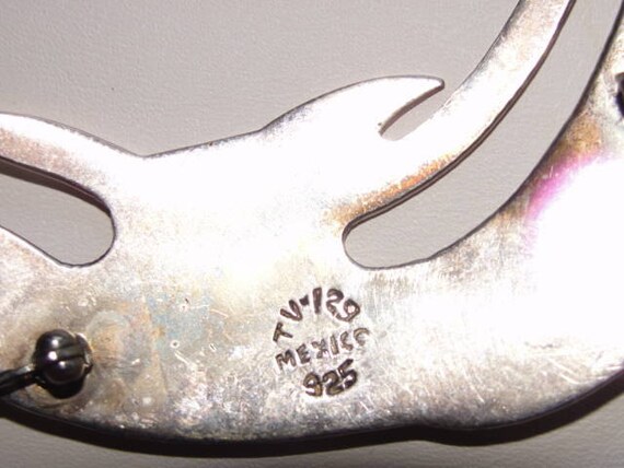 Dolphin Sterling Brooch Pin Large Signed Openwork… - image 4