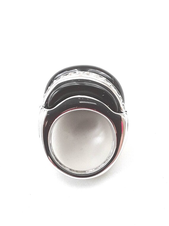 KJL Black Dome Crystal Ring Silver Plated Lucite … - image 4