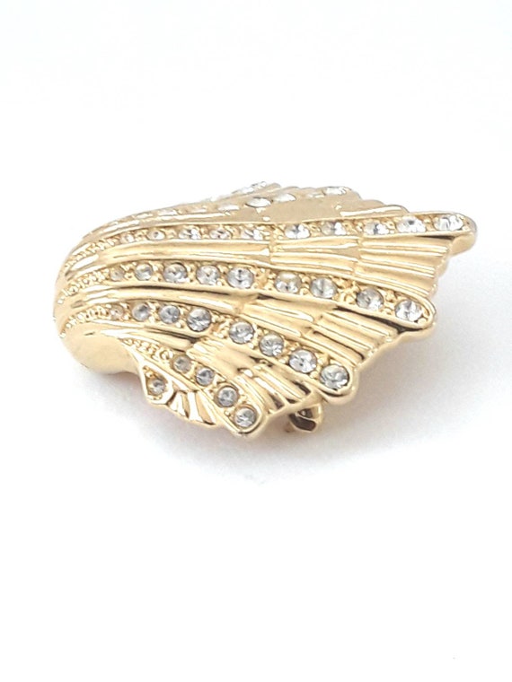 KJL Shell Brooch Pendant Rhinestones Kenneth Jay … - image 4