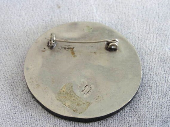 Egyptian Revival Brooch Pin Signed Mixed Metals U… - image 2