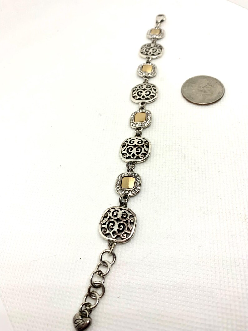 BRIGHTON Vintage Bracelet Shadow Play Two Tone Crystals Reversible image 4