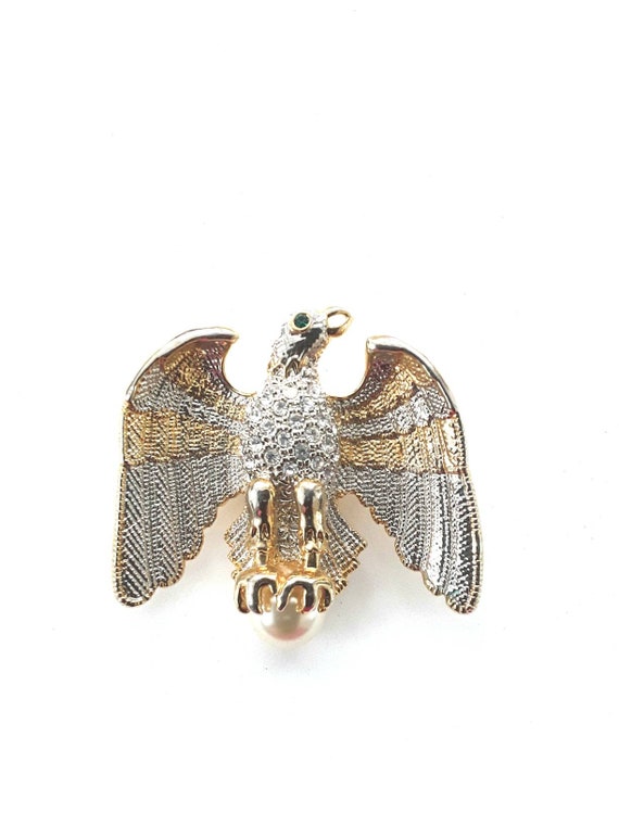 Beautiful Eagle Pin Pendant Two Tone Vintage - image 1