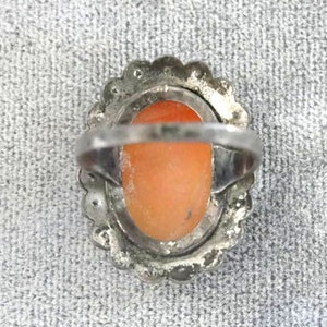 OLD Shell Cameo Marcasite Sterling Ring Bild 5