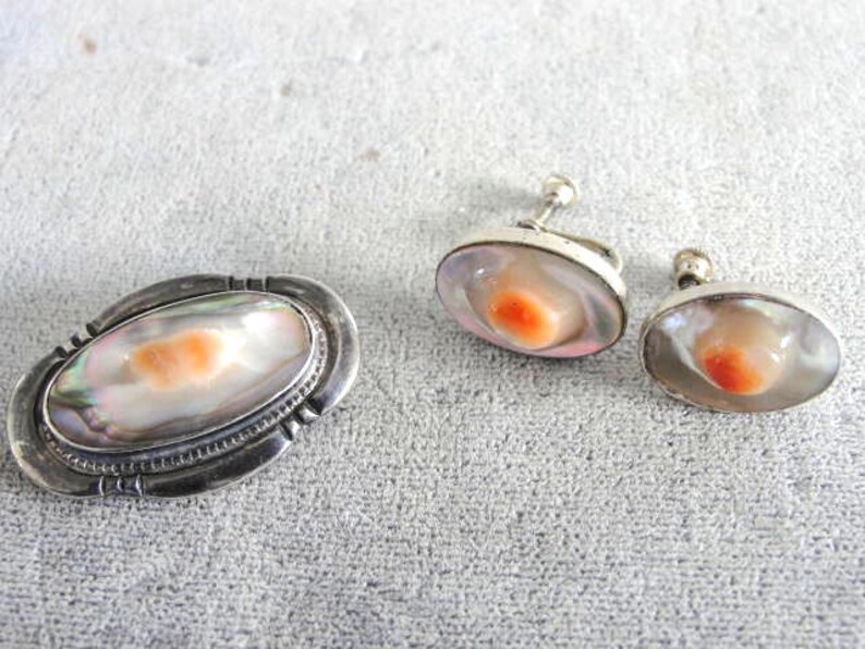 Blister Pearl Set Demi Vintage Pin Earrings Sterling Silver