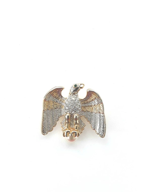 Beautiful Eagle Pin Pendant Two Tone Vintage - image 5