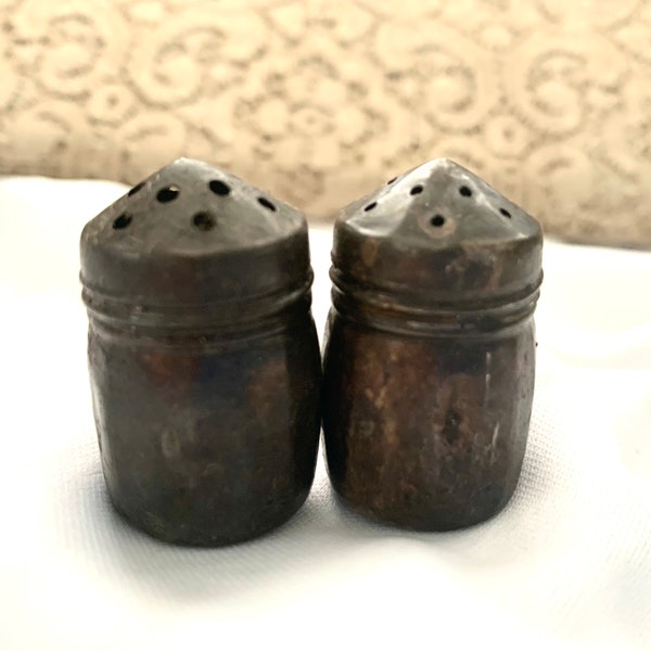 Vintage Signed Sterling Silver Salt Pepper Miniature Shakers Set