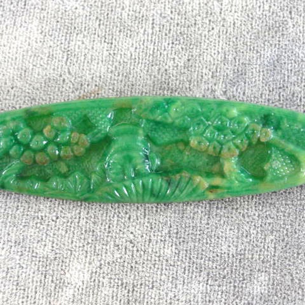 Art Deco Celluloid Pin Resin Mottled Green Vintage