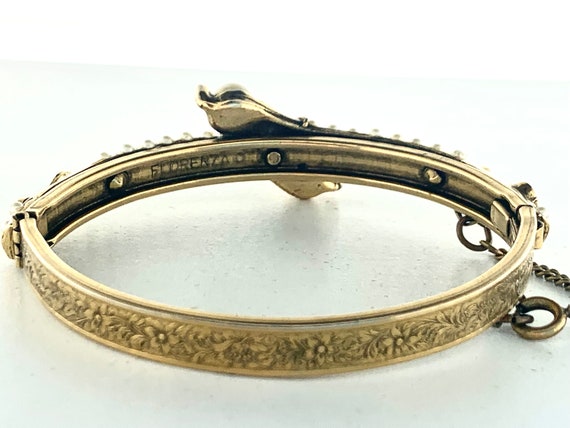 FLORENZA Ornate Bracelet Vintage Faux Pearls Lock… - image 4