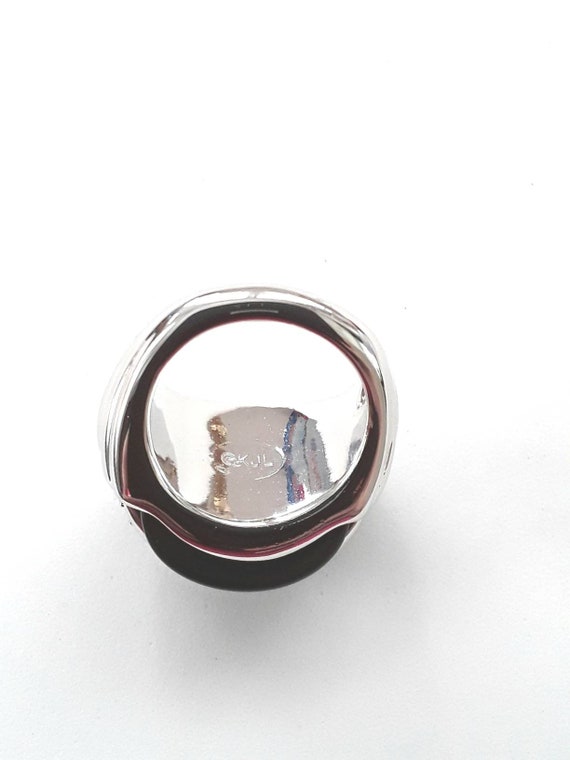 KJL Black Dome Crystal Ring Silver Plated Lucite … - image 3