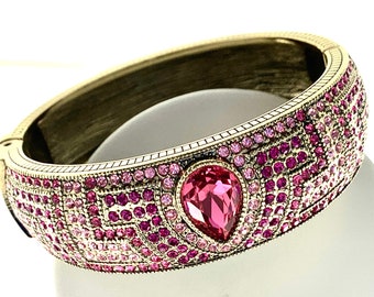 Vintage PINK Heidi DAUS Swarovski Crystals Clamper Bracelet