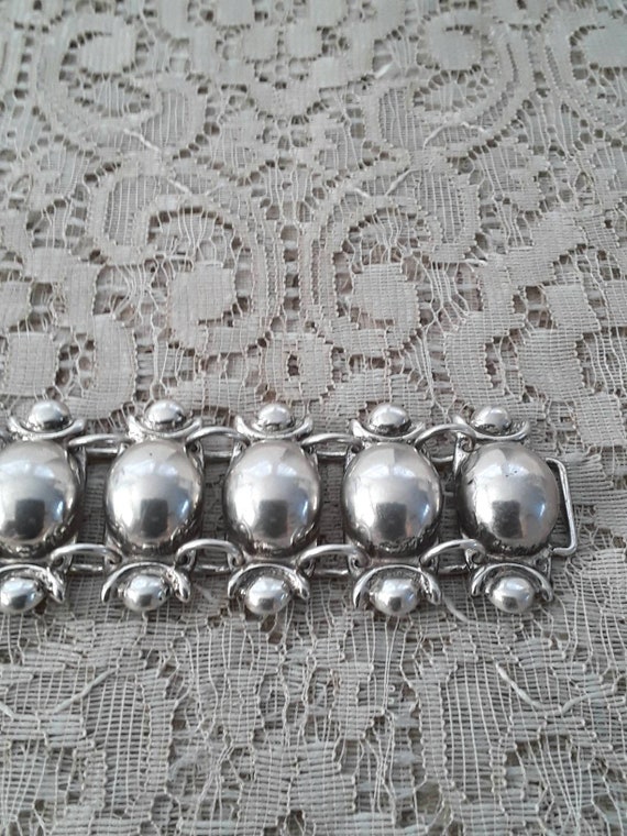 Vintage Silver Hollow Linked Bracelet Mexico 850 - image 8