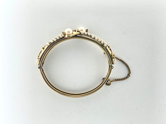 FLORENZA Ornate Bracelet Vintage Faux Pearls Lock… - image 6
