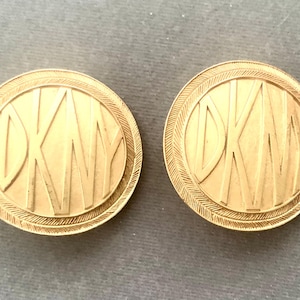 DKNY Vintage Earrings Clip Ons Donna Karan Goldplated Large
