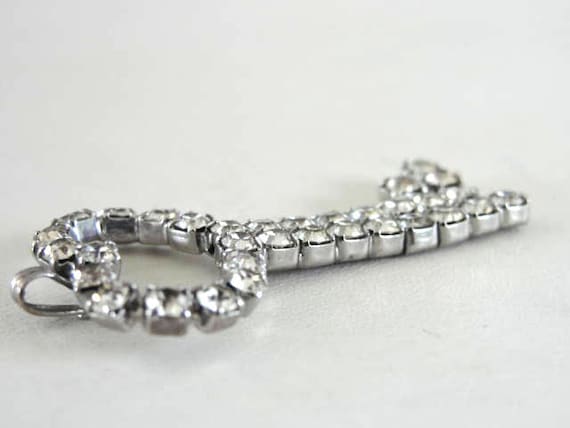 Rhinestone Key Pendant Prong Set Vintage Bail Ske… - image 4
