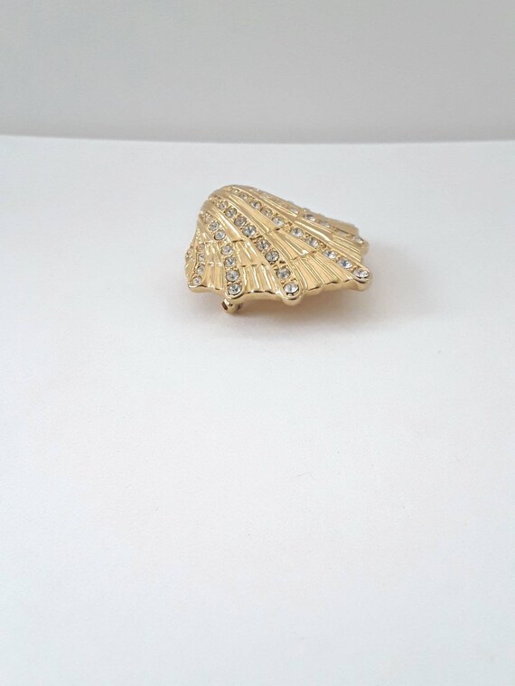 KJL Shell Brooch Pendant Rhinestones Kenneth Jay … - image 6