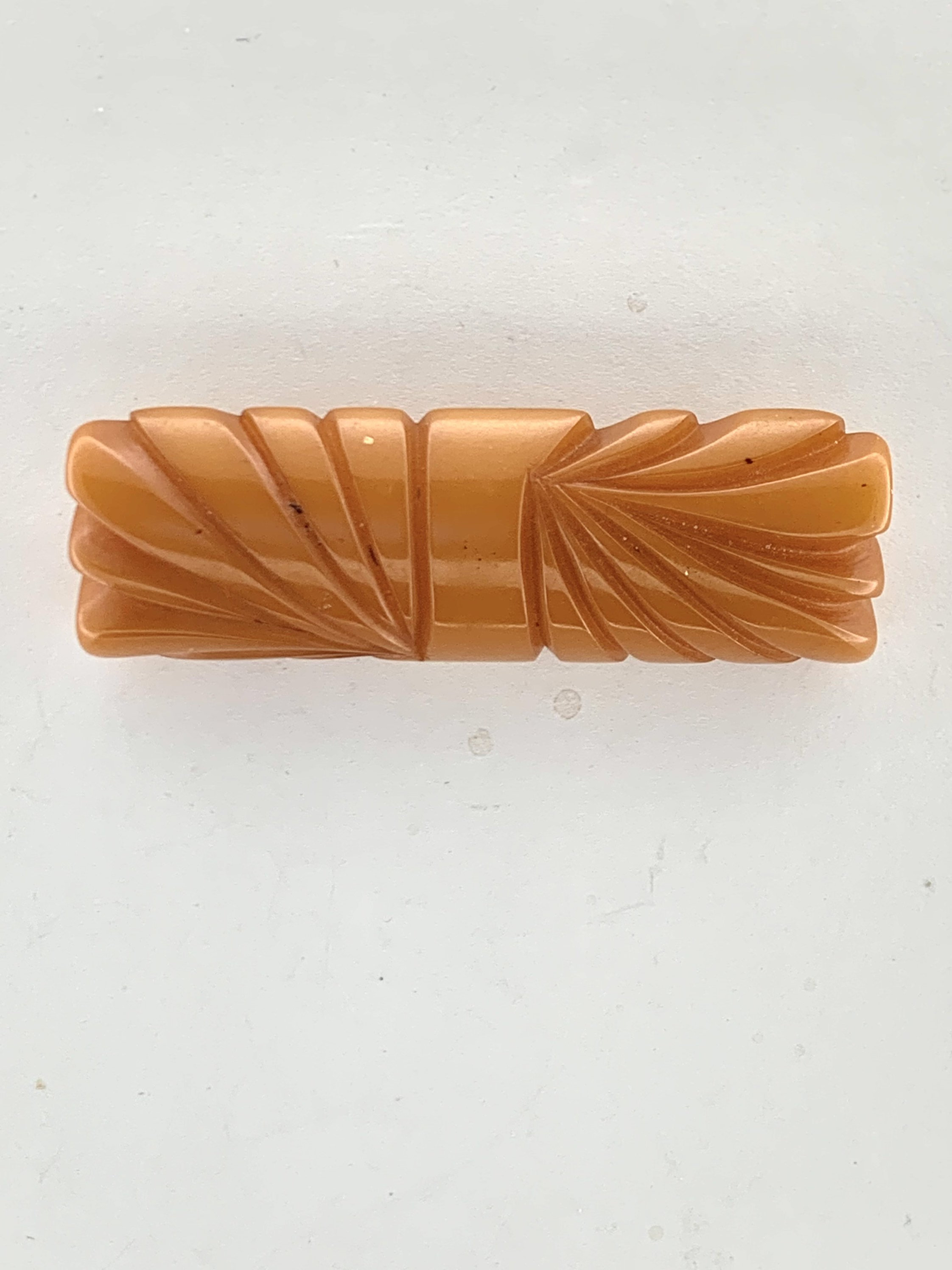 Bakelite Deeply Carved Brooch Art Deco Butterscotch Vintage