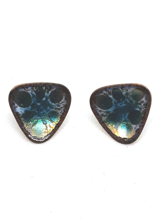 HOGAN BOLAS Earrings Enamel Blues Vintage