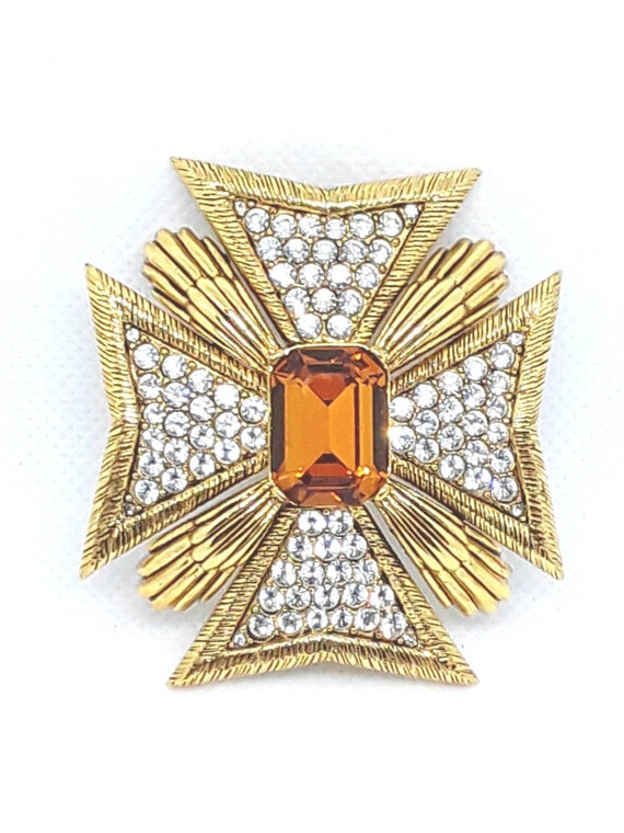 JOAN RIVERS Maltese Cross Brooch Stunning Vintage