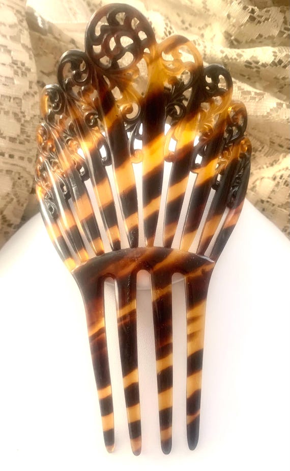 Vintage Hair Comb Faux Tortoise Shell - image 3