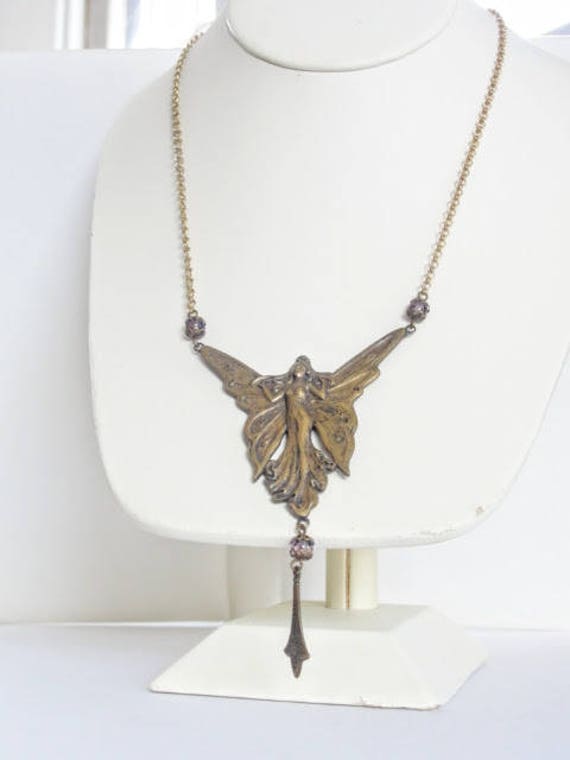 FAIRY Vintage Necklace Art Noveau Revival ANGEL N… - image 3