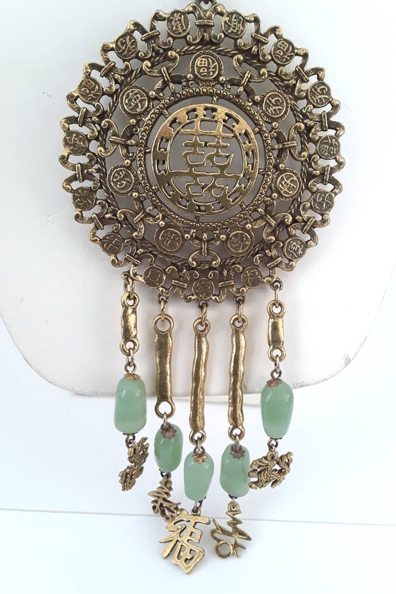 GOLDETTE Medallion Neckpiece Asian Chinese Inspir… - image 2