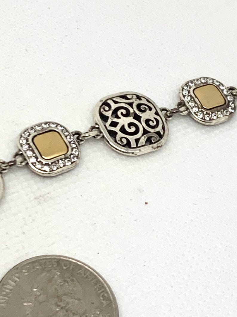 BRIGHTON Vintage Bracelet Shadow Play Two Tone Crystals Reversible image 8