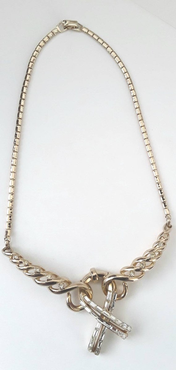 Corocraft Baguette Neckpiece Vintage Rhinestones … - image 6