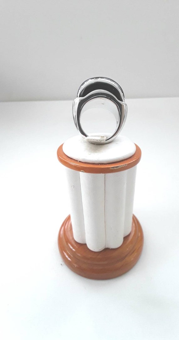 KJL Black Dome Crystal Ring Silver Plated Lucite … - image 8