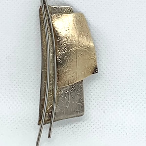 ED LEVIN Brooch Abstract 14K Gold Sterling Silver Vintage