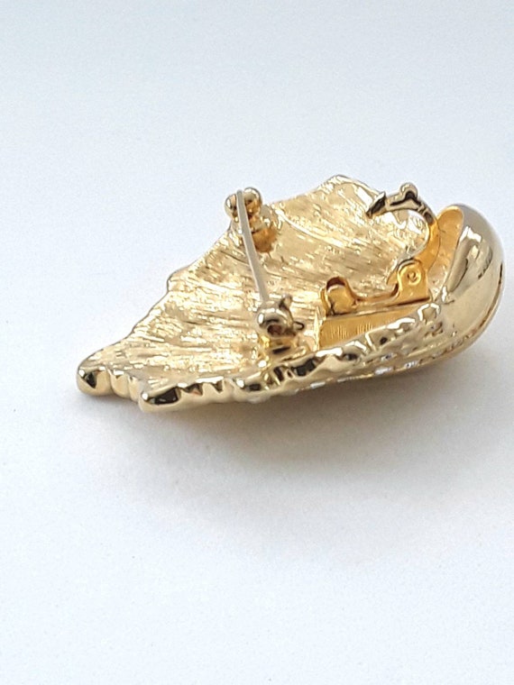 KJL Shell Brooch Pendant Rhinestones Kenneth Jay … - image 3