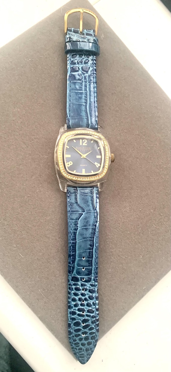 Joan Rivers Blue Watch Vintage Crystals Gold Tone Preowned  display picture 3
