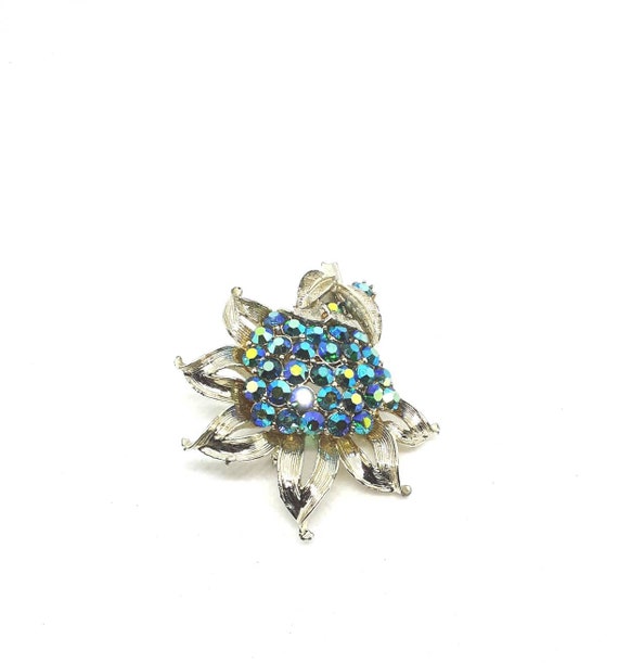 Coro Pegasus Aurora Borealis Rhinestones Flower B… - image 2