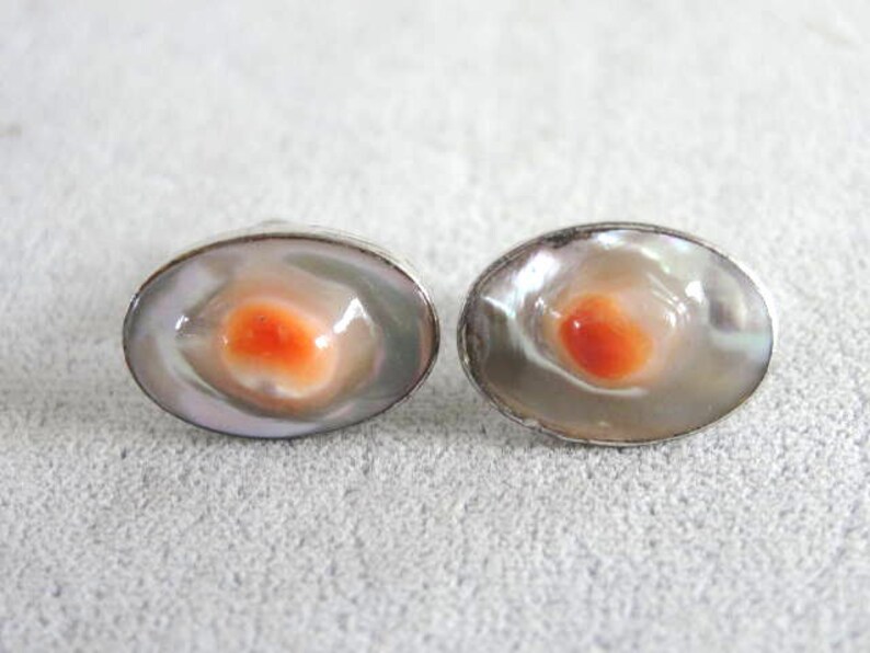 Blister Pearl Set Demi Vintage Pin Earrings Sterling Silver