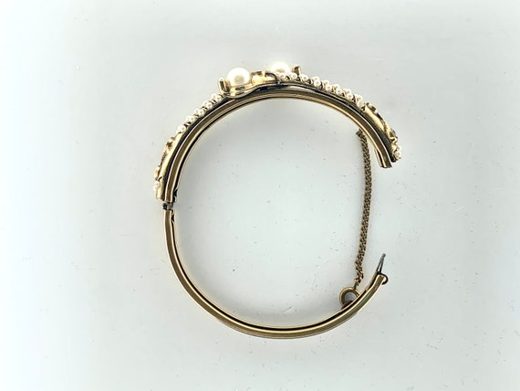 FLORENZA Ornate Bracelet Vintage Faux Pearls Lock… - image 7