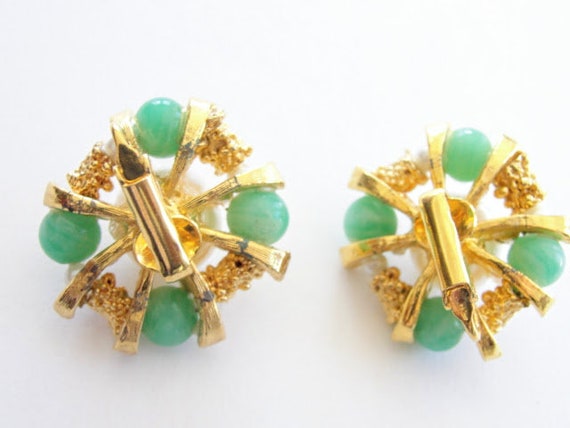 Mint Green Earrings Faux Pearls Clip Ons Nuggets - image 5