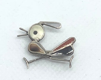 Vintage Road Runner Pin Pendant Zuni Native American Inlay Sterling Silver