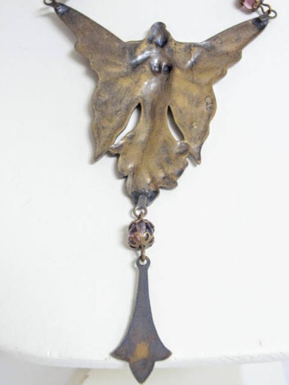 FAIRY Vintage Necklace Art Noveau Revival ANGEL N… - image 4