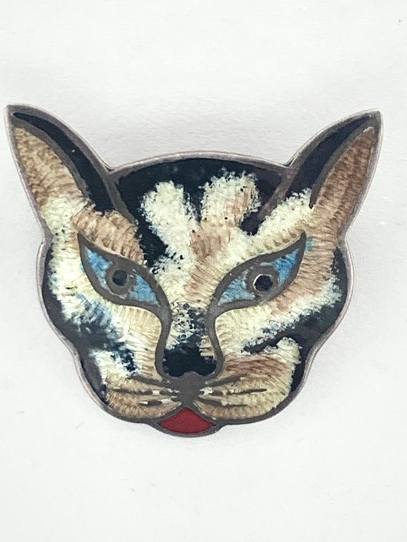 Jeronimo Fuentes Cat Brooch Vintage Sterling JF En