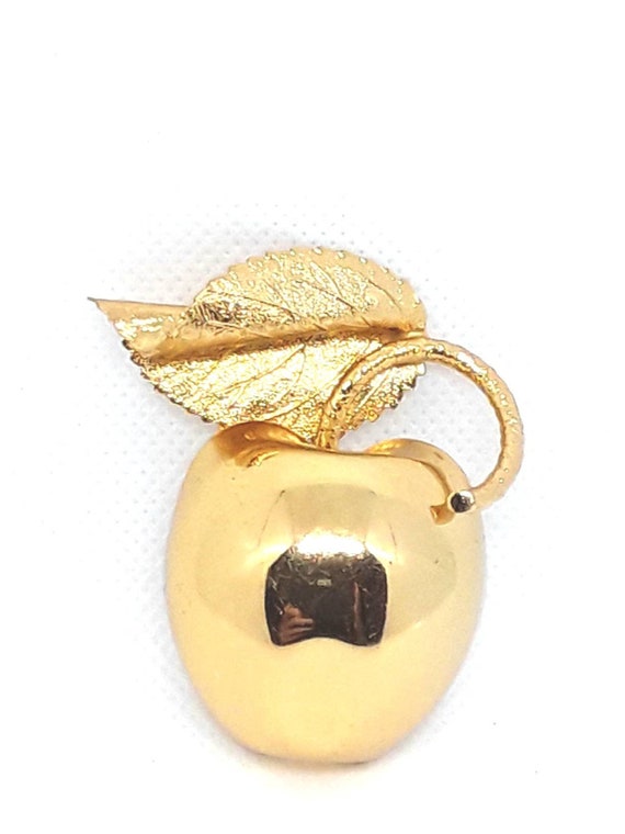 Large Apple Brooch Vintage Decadent - image 1