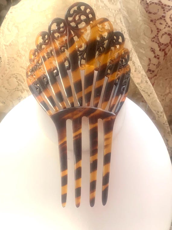 Vintage Hair Comb Faux Tortoise Shell - image 6
