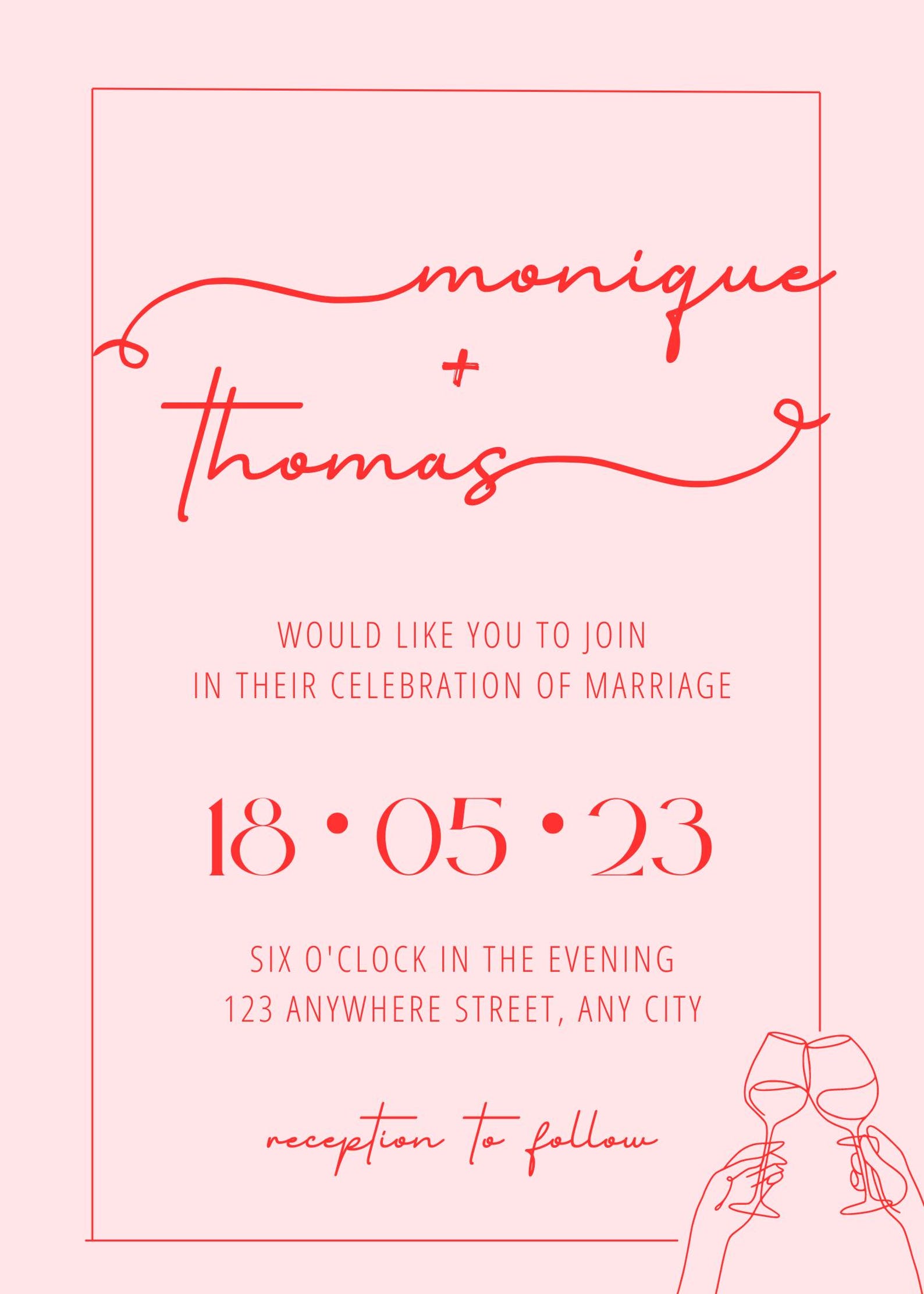 Red and Pink Invitation - Etsy