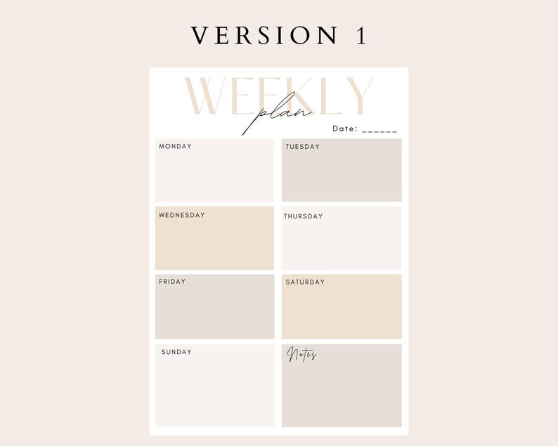 Weekly Planner Printable to Do List Minimal Weekly Schedule Weekly ...