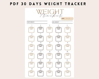 30 day weight loss tracker, weight tracker,weight loss planner printable,weight loss challenge,weight loss goal A4 and A5 sizes,download pdf